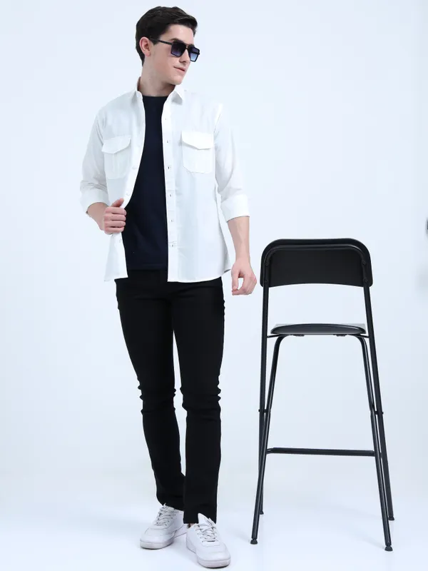 Men'S_Arctic_White_Dual_Pocket_Shirt