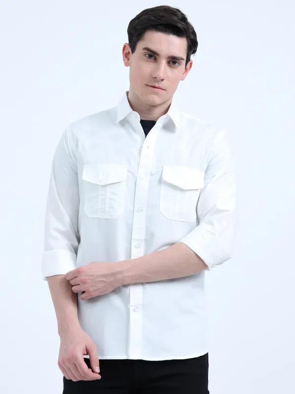 Men'S_Arctic_White_Dual_Pocket_Shirt
