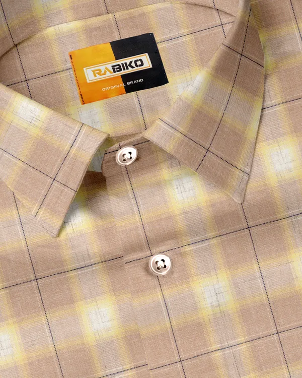 Men'S_Beige_&_Yellow_Casual_Cotton_Shirt
