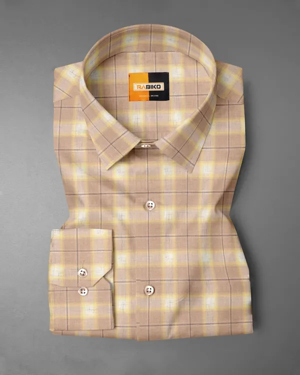 Men'S_Beige_&_Yellow_Casual_Cotton_Shirt