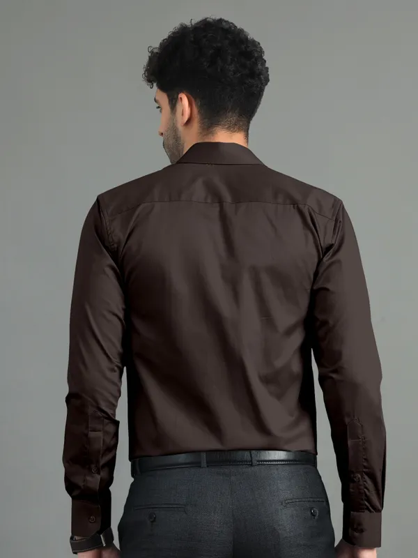Men'S_Espresso_Brown_Solid_Premium_Satin_Shirt