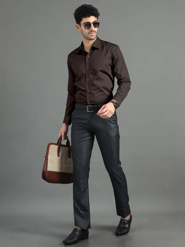 Men'S_Espresso_Brown_Solid_Premium_Satin_Shirt