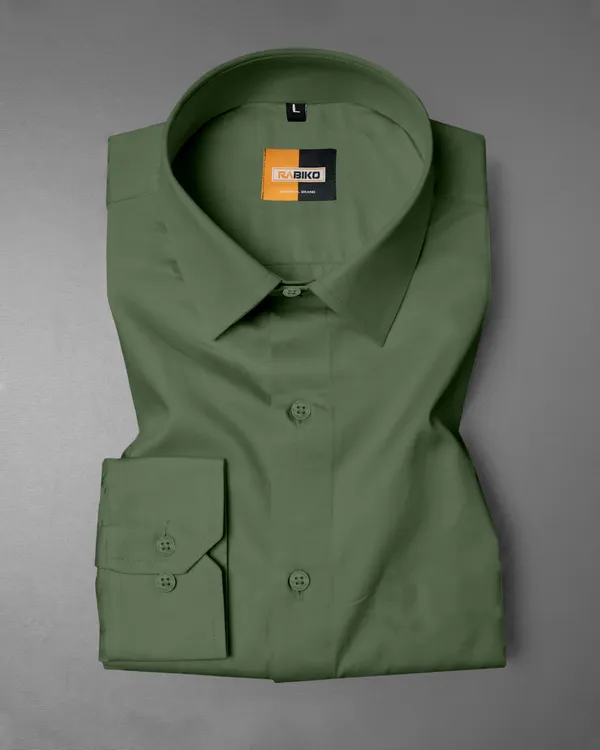 Men'S_Forest_Green_Solid_Premium_Satin_Shirt