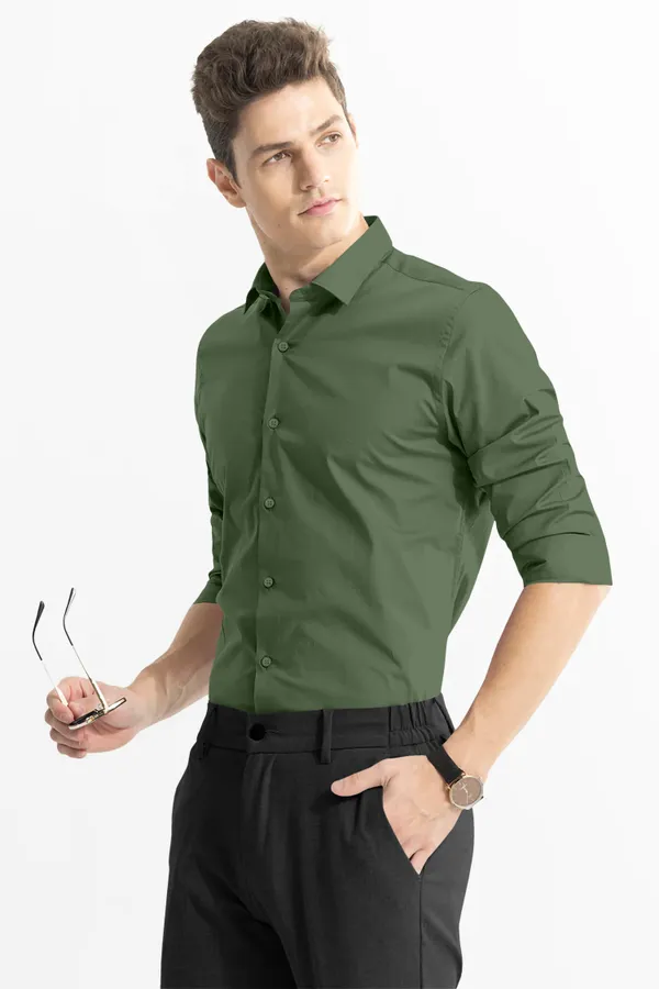 Men'S_Forest_Green_Solid_Premium_Satin_Shirt