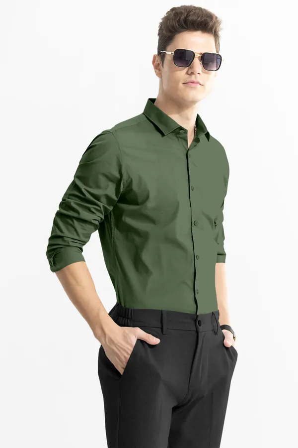 Men'S_Forest_Green_Solid_Premium_Satin_Shirt