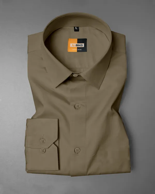 Men'S_Olive_Green_Solid_Premium_Satin_Shirt