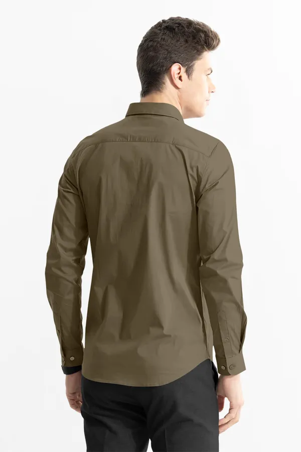 Men'S_Olive_Green_Solid_Premium_Satin_Shirt