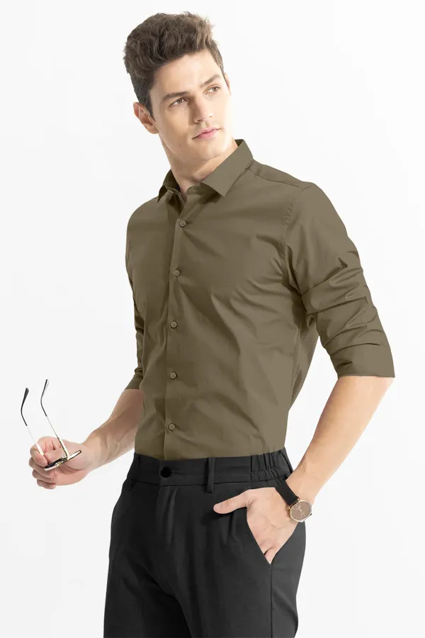 Men'S_Olive_Green_Solid_Premium_Satin_Shirt