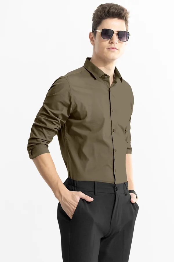 Men'S_Olive_Green_Solid_Premium_Satin_Shirt