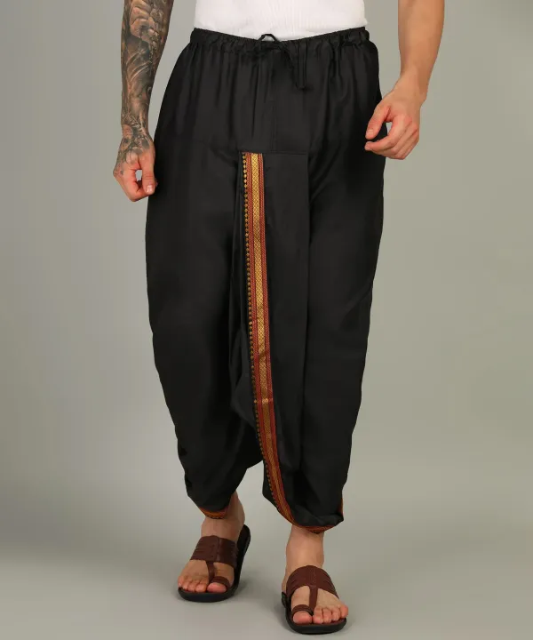 Black_Teri_Cotton_Relaxed_Fit_Harem_Pants_For_Men