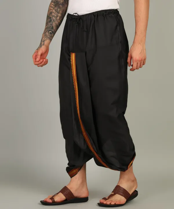 Black_Teri_Cotton_Relaxed_Fit_Harem_Pants_For_Men