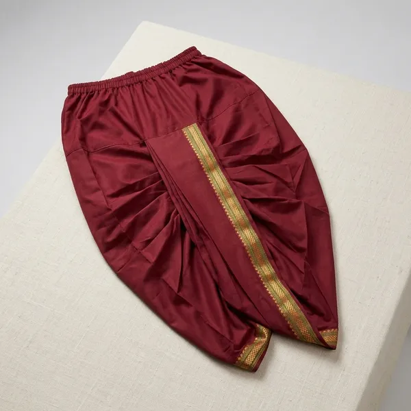 Maroon_Polyester_Elasticated_Waist_Dhoti_Pant_For_Men