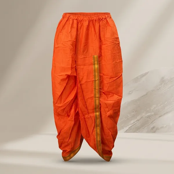 Dark_Orange_Teri_Cotton_Pleated_Dhoti_Pant_For_Men