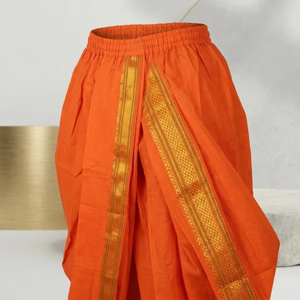 Dark_Orange_Teri_Cotton_Pleated_Dhoti_Pant_For_Men