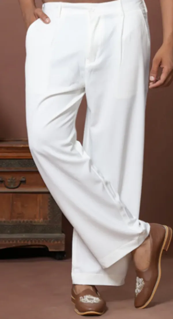 White_Elastic_Waist_Straight_Fit_Cotton_Trousers_for_Men