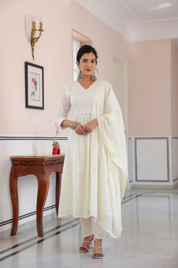 White_Cotton_Anarkali_Kurta_Set_For_Women