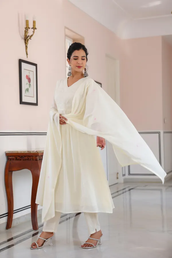 White_Cotton_Anarkali_Kurta_Set_For_Women