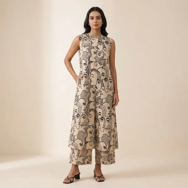 Cream_And_Black_Cotton_Abstract_Print_Sleeveless_Jumpsuit_For_Women