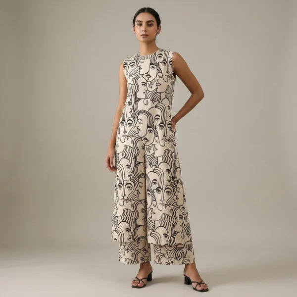 Cream_And_Black_Cotton_Abstract_Print_Sleeveless_Jumpsuit_For_Women