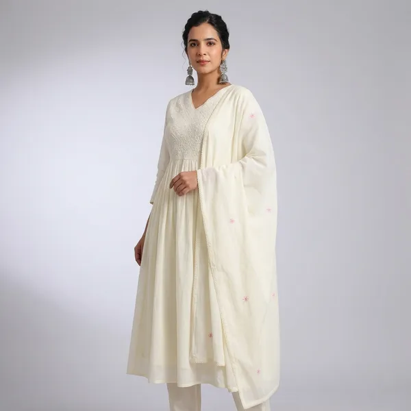 White_Cotton_Anarkali_Kurta_Set_For_Women