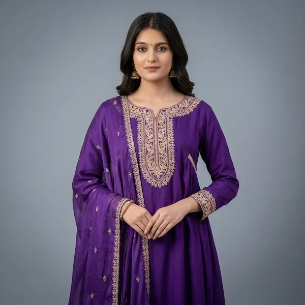 Purple_Cotton_Embroidered_Anarkali_Suit_Set_For_Women