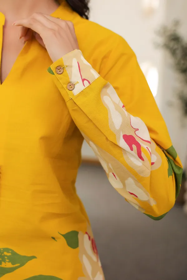 Yellow_Cotton_Floral_Printed_Kurta_Set_For_Women