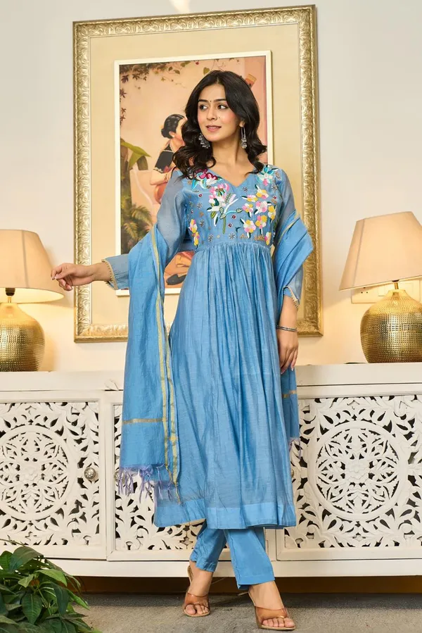 Sky_Blue_Cotton_Floral_Embroidered_Anarkali_Kurta_Set_For_Women