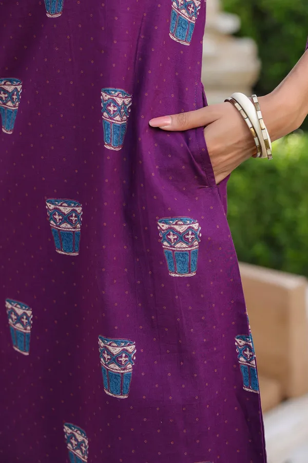 Purple_Cotton_Printed_Kurta_Set_For_Women