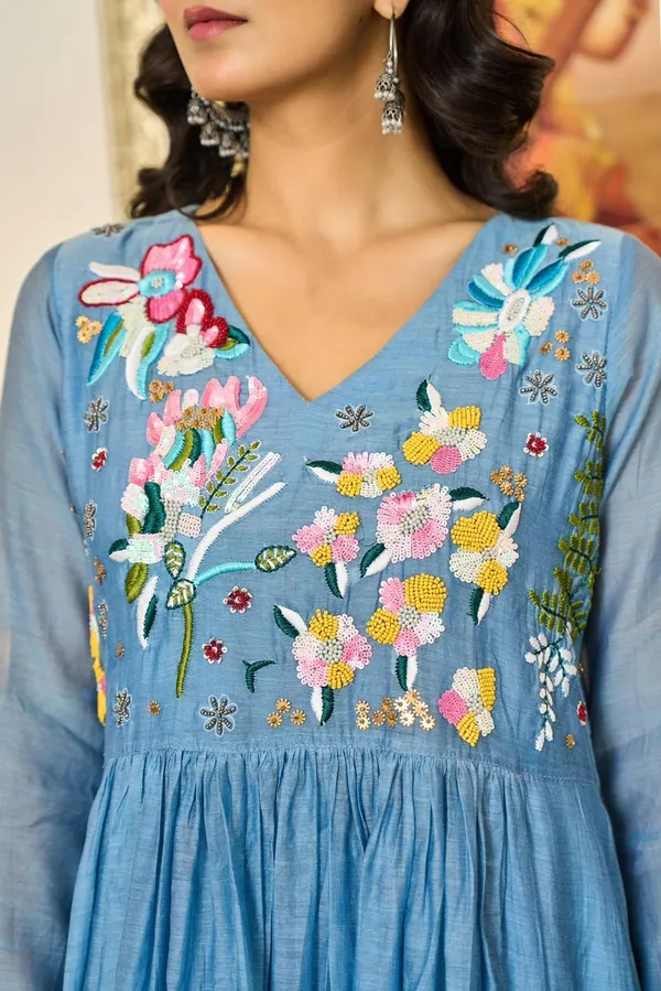 Sky_Blue_Cotton_Floral_Embroidered_Anarkali_Kurta_Set_For_Women