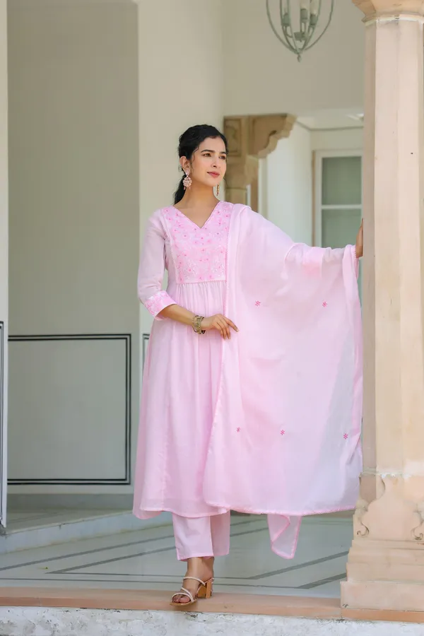 Pink_Cotton_Anarkali_Kurta_Set_For_Women