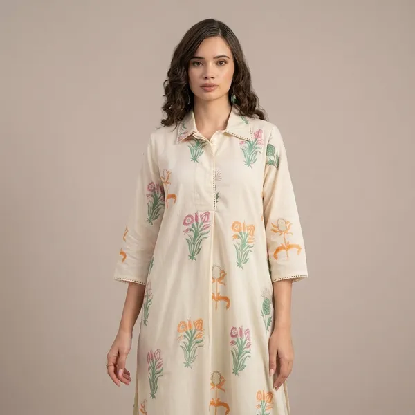 Cream_Cotton_Relaxed_Embroidered_Kurta_For_Women