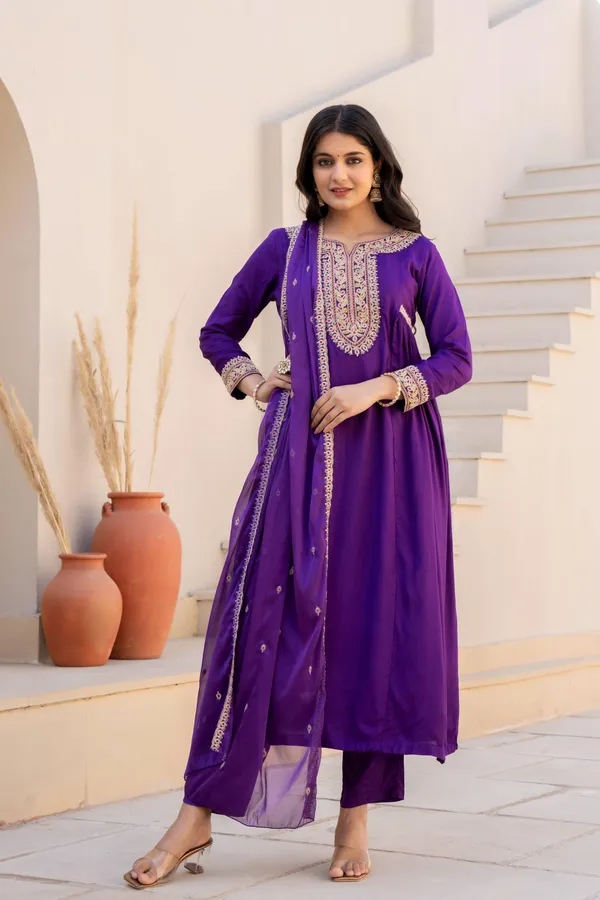 Purple_Cotton_Embroidered_Anarkali_Suit_Set_For_Women