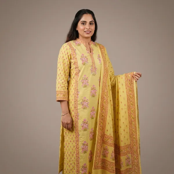 Yellow_Cotton_Embroidered_Kurta_Set_For_Women