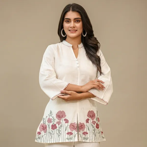 White_Cotton_Floral_Embroidered_Kurta_Pant_Set_For_Women