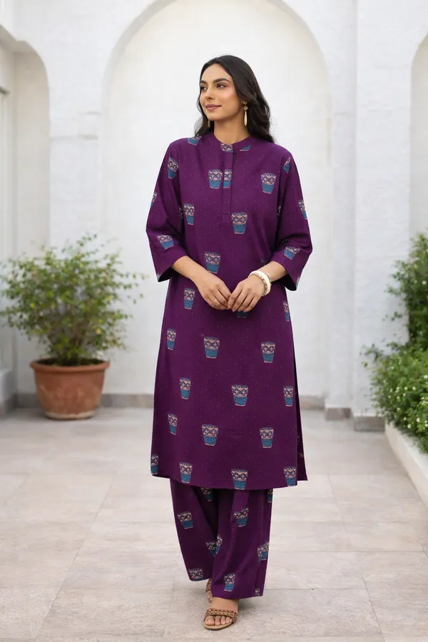 Purple_Cotton_Printed_Kurta_Set_For_Women