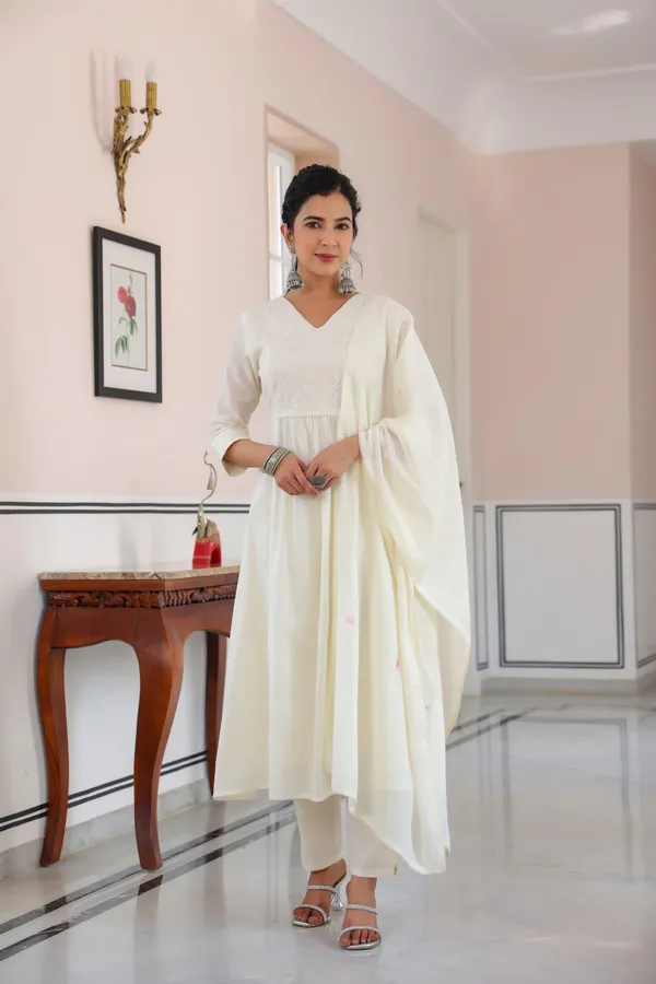 White_Cotton_Anarkali_Kurta_Set_For_Women