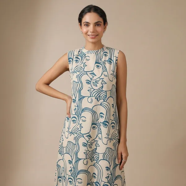 Blue_And_Beige_Cotton_Abstract_Print_Sleeveless_Shift_Dress_For_Women