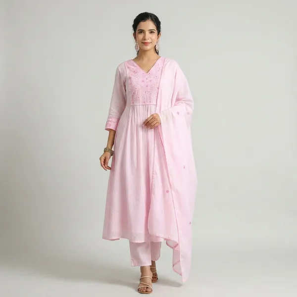 Pink_Cotton_Anarkali_Kurta_Set_For_Women