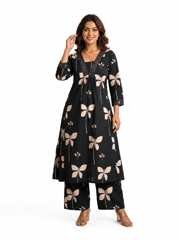 Black_Rayon_Kurta_Set_For_Girls