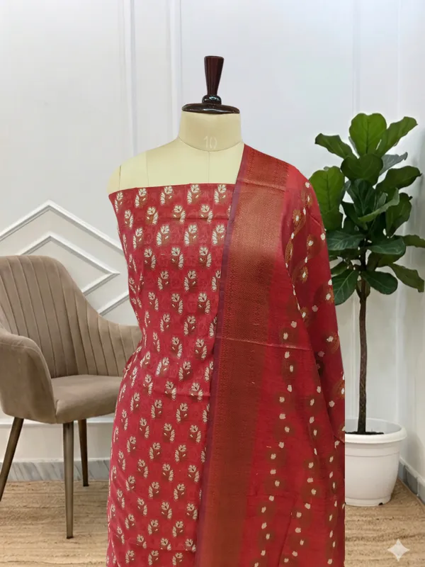 Red_Banarasi_Soft_Cotton_Silk_3_Pcs_Suit