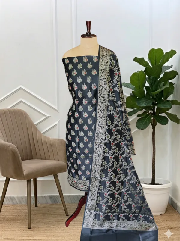 Beautiful_Black_Banarasi_Semi_Soft_Silk_Suit_With_Meena_Banarasi_Cotton_Silk_Suit