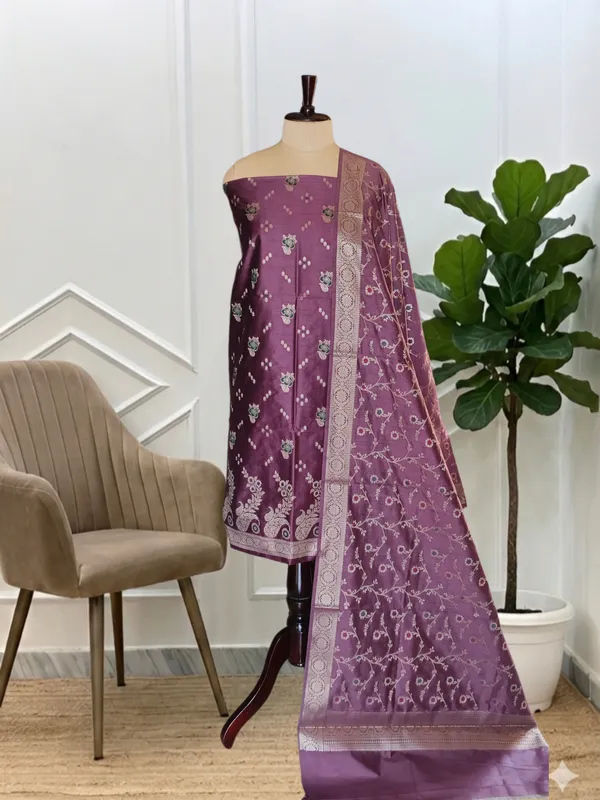 Banarasi_Purple_Magenta_Cotton_Silk_3Pcs_Suit_Set_With_All_Over_Meena_Banarasi_Soft_Cotton_Silk_Suit
