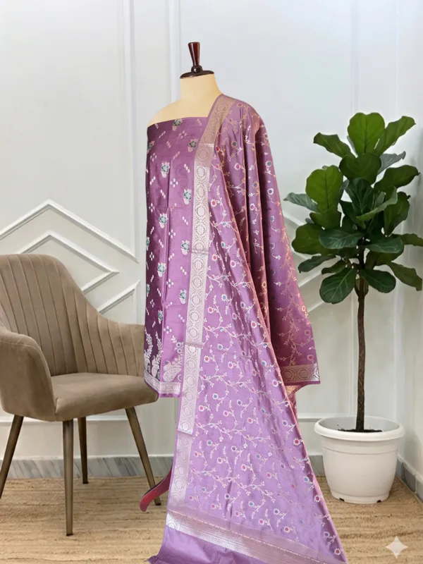 Banarasi_Purple_Magenta_Cotton_Silk_3Pcs_Suit_Set_With_All_Over_Meena_Banarasi_Soft_Cotton_Silk_Suit