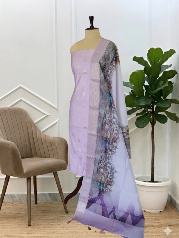 Light_Onion_Banarasi_Soft_Cotton_Silk_Suit_With_Banaras_Namo_Ghat_Printed_Dupatta_Banarasi_Soft_Cotton_Silk