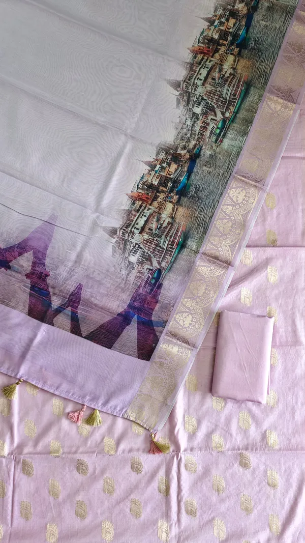 Light_Onion_Banarasi_Soft_Cotton_Silk_Suit_With_Banaras_Namo_Ghat_Printed_Dupatta_Banarasi_Soft_Cotton_Silk