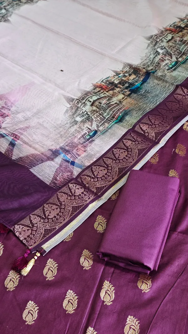 Wine_Banarasi_Soft_Cotton_Silk_3_Pcs_Suit_With_Namo_Ghat_Printed_Pallu_Banarasi_Soft_Cotton_Silk