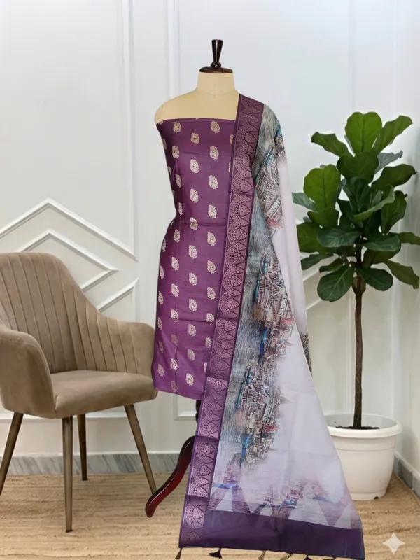 Wine_Banarasi_Soft_Cotton_Silk_3_Pcs_Suit_With_Namo_Ghat_Printed_Pallu_Banarasi_Soft_Cotton_Silk