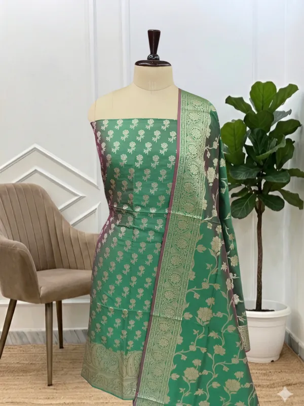 Celebrate_Every_Moment_In_Banarasi_Soft_Semi_Silk_3_Pcs_Suit_With_Green_Banarasi_Semi_Soft_Silk