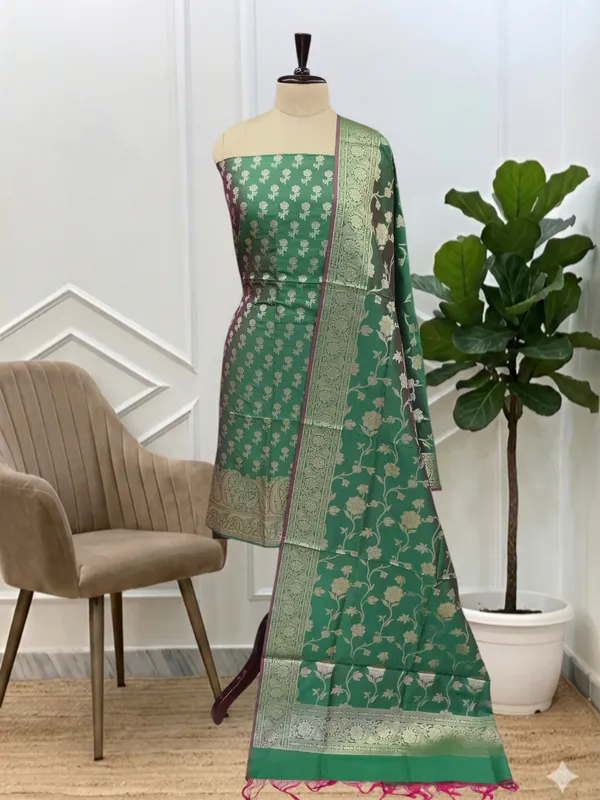 Celebrate_Every_Moment_In_Banarasi_Soft_Semi_Silk_3_Pcs_Suit_With_Green_Banarasi_Semi_Soft_Silk
