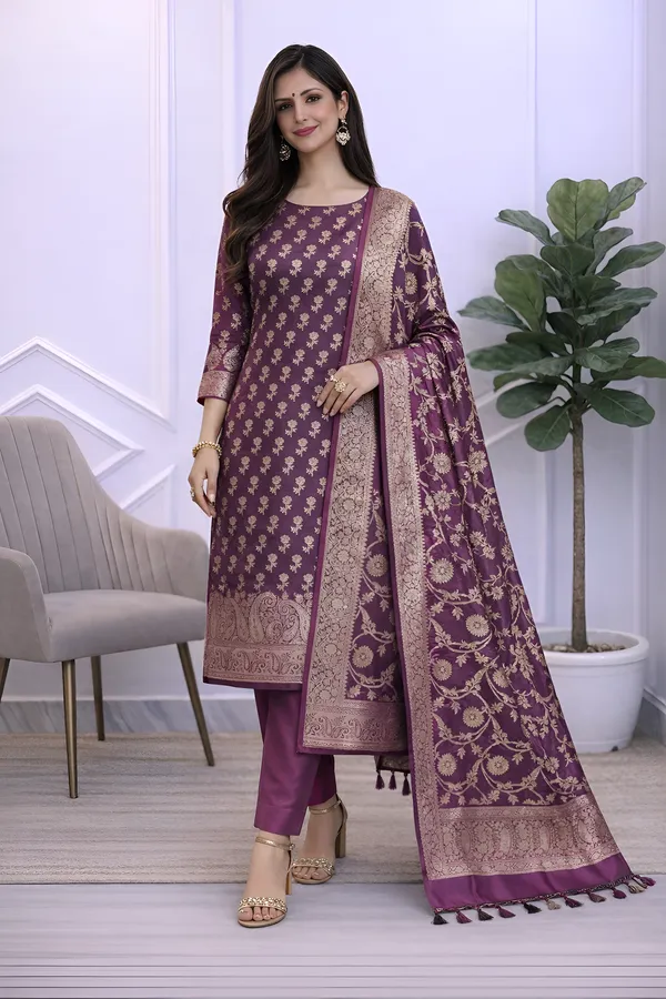 Drape_Yourself_In_Timeless_Luxury_Wine_Banarasi_Soft_Semi_Silk_3_Pcs_Suit_Banarasi_Soft_Semi_Silk